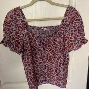 Floral Red and Blue Madewell Women's Top